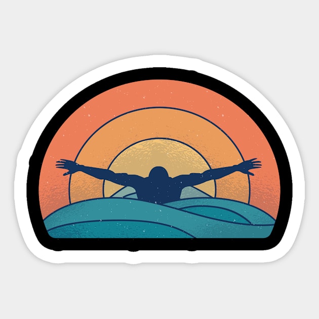 Swimmer Butterfly Sunset Retro Watersports Sticker by Anassein.os